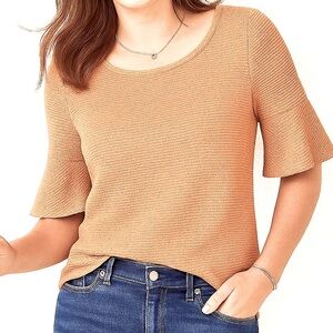 LC Lauren Conrad Petite Large Bell Sleeve Tie Back Top Blush [LP] Soft Coral